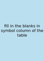 Fill In The Blanks In Symbol Column Of The Table
