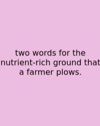 Two Words For The Nutrient-rich Ground That A Farmer Plows.